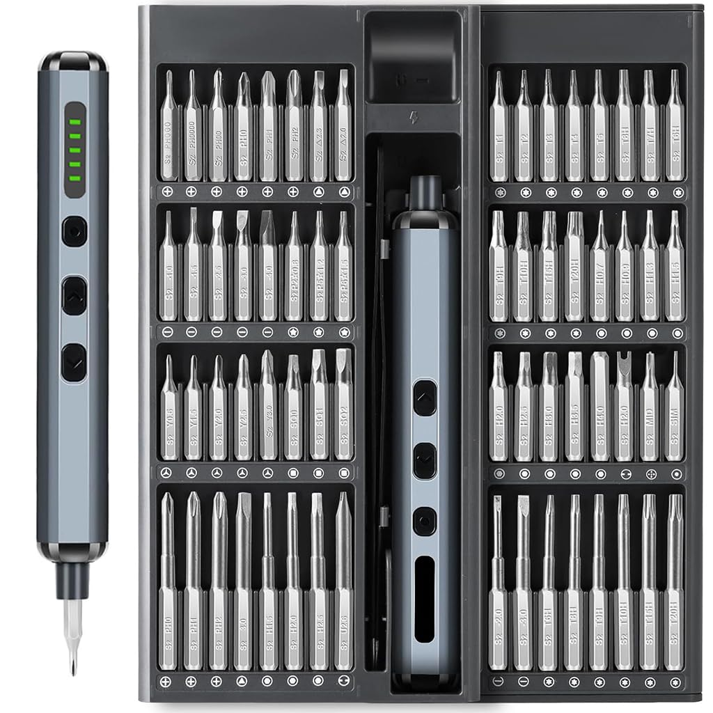 Serplex Mini Electric Screwdriver with 64 Bits Precision Electric Screwdriver with 5 Adjustable Torques & LED USB Rechargeable Electric Screwdriver for Repairing, DIY Projects Serplex Mini Electric Screwdriver with 64 Bits Precision Electric Screwdriver with 5 Adjustable Torques & LED USB Rechargeable Electric Screwdriver for Repairing, DIY Projects